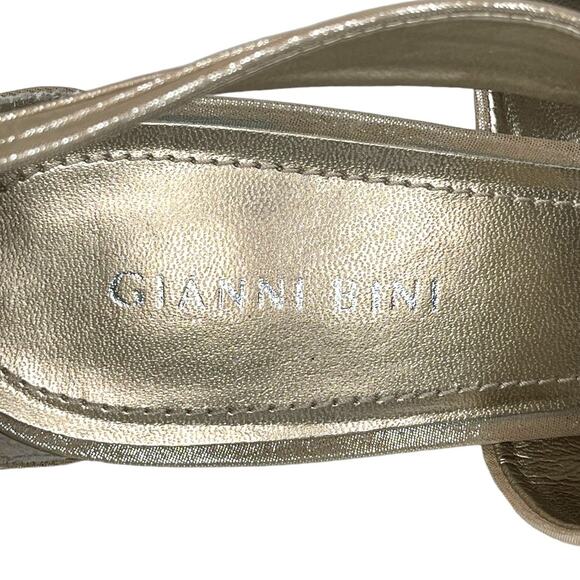 Gianni Bini Gold Strappy Heels Leather Made In Brazil Size 11M Shimmer Gold - Picture 10 of 13
